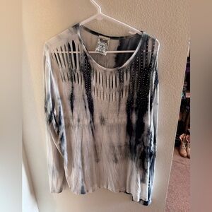 Vocal Black and White Tie-Dye Blouse